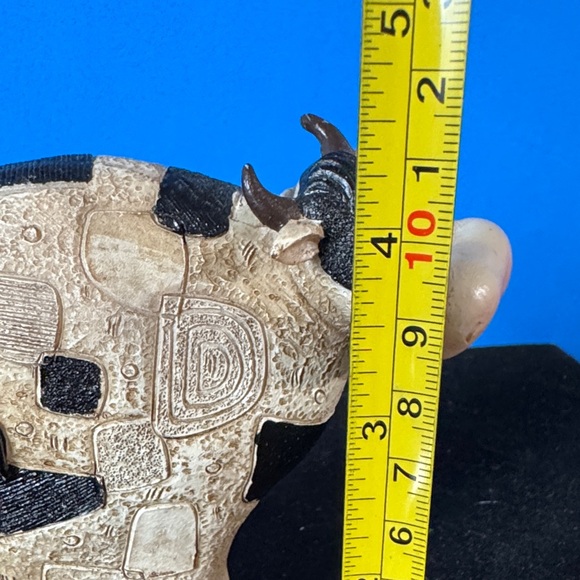 Whimsical Black and Cream Cow Art Sculpture - Picture 7 of 8